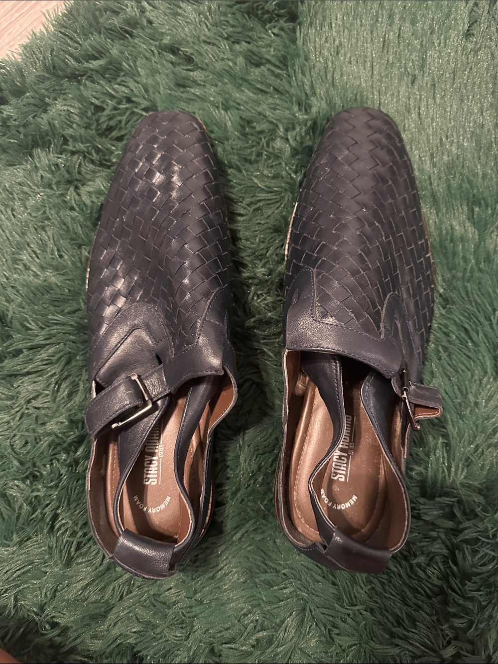 Stacy Adams Caliban Woven Leather Men’s Dress Shoes in Navy Blue 13
